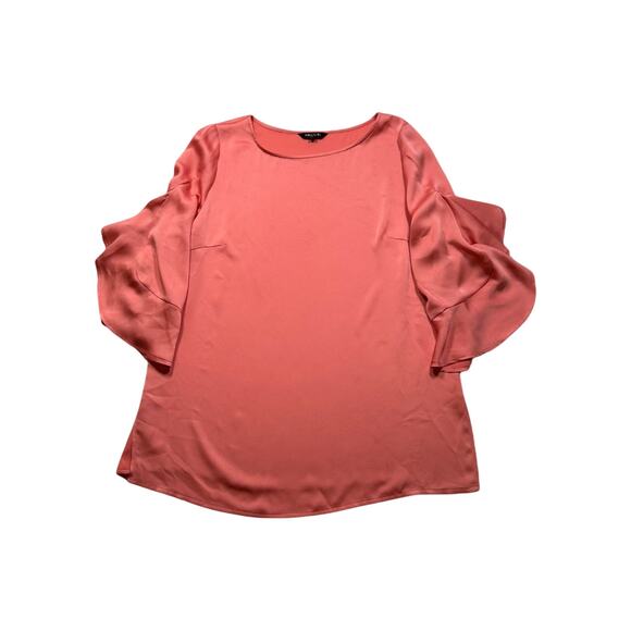 MISOOK Peach‎ Orange Crew Neck Detail 3/4 Sleeve Top Size Small (256) - Picture 1 of 8